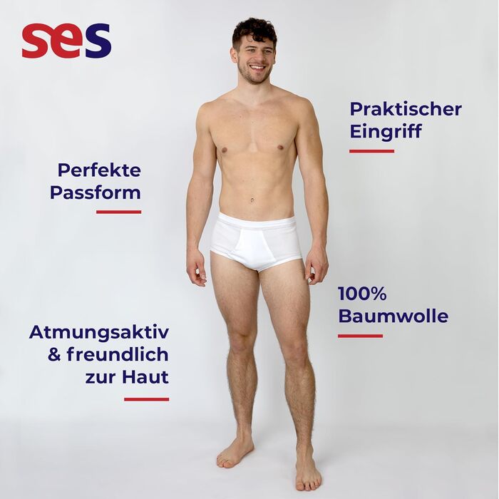 Чоловічі труси SES Feinripp, 5 шт. в упаковці, бавовна 100%, розмір S-4XL, білі