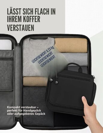 Дорожня косметичка Venture 4TH Premium з підвісом для жінок та чоловіків, розширювані відділення для косметики, пензлів та бритви, з прозорою TSA-сумкою (Чорна)