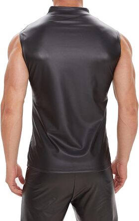 Чоловіча шкіряна жилетка Xokesy, без рукавів, на блискавці, для вечірок, чорна, M