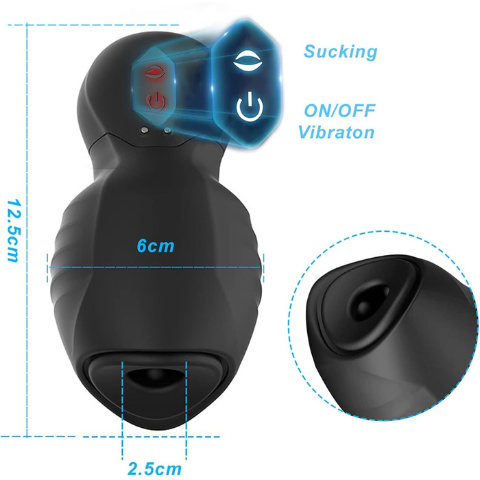 Вібратор для чоловіків, електричний мастурбатор: тренажер для пеніса, вібратор-мастурбатор, стимулятор пеніса (чорний)