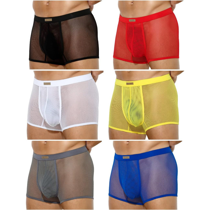 Боксер чоловічий Casey Herren, прозорий, сітка, низька талія, ретро, 6 шт.