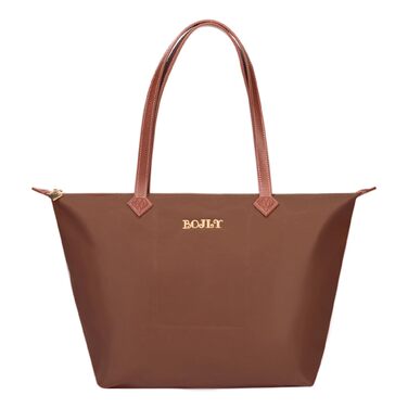 Жіноча сумка-шопер Tote Bag великого розміру, водонепроникна нейлонова сумка на плече з блискавкою, складана сумка для роботи, навчання, покупок та подорожей (Іржаво-коричнева)