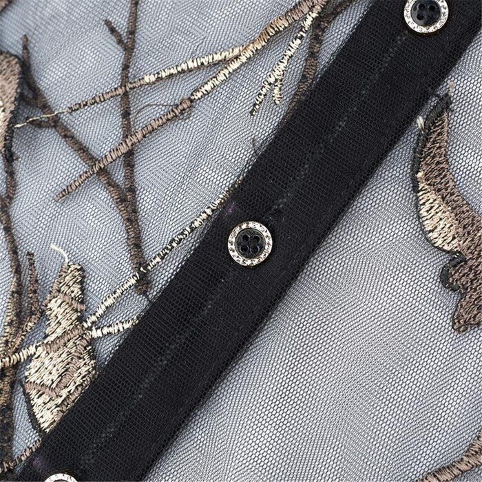 Чоловіча сорочка Deepsko з вишивкою, прозора нижня частина, літня сітка, сексуальний короткий рукав, чорний, XL