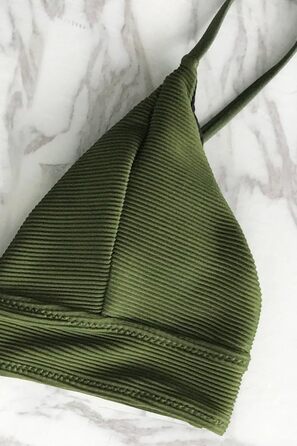 Бікіні CUPSHE Crossover Bustier з високою талією, оливково-зелений, елегантний роздільний купальник