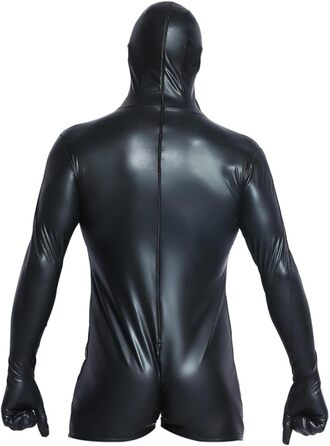 Чоловічий боді з штучної шкіри на блискавці, чорний, XXL - сексуальний костюм для клубів та вечірок