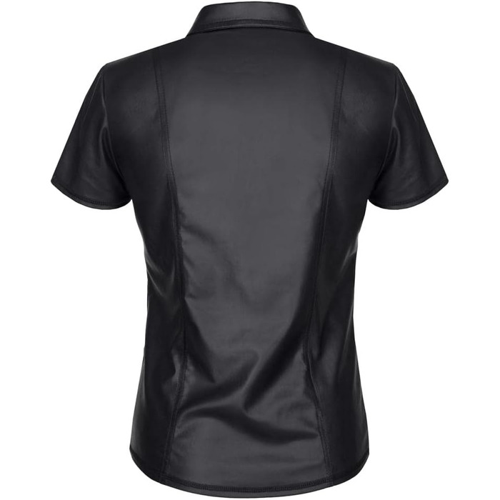 Чоловіча футболка поло з ефектом мокрого блиску, чорна, з коміром-стійкою та блискавкою, Slim-Fit, розмір S