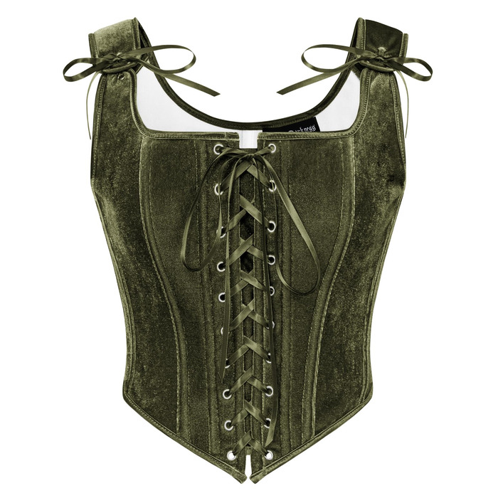 Корсет жіночий Ренесанс SCARLET DARKNESS, оливковий, з мереживом та шнурівкою