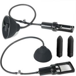 Набір для збільшення грудей ScreaAss 2Er Set: масажер грудей, вакуумна помпа, вібратор, стимулятор клітора, 2 шт. Чорний