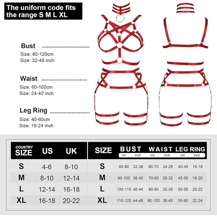 Жіночий корсет-накидка з ремінцями Банссгот. Набір сексуальної білизни в готичному стилі, червоний колір. Регульований розмір, стрінги, готичний раве-стиль
