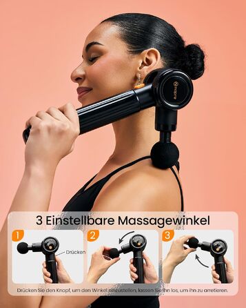 Перкусійний масажер Napre Massage Gun з подовжувачем та 3 кутами нахилу для спини, шиї та плечей, чорний