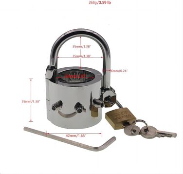 Металевий кільце для пеніса з високою продуктивністю, кавальце для яєчок з нержавіючої сталі з 6 гвинтами та 3 ключами, SM-обмеження, сексуальна іграшка для дорослих, чоловіче тренування на обмеження (кільце + 3 кульки)