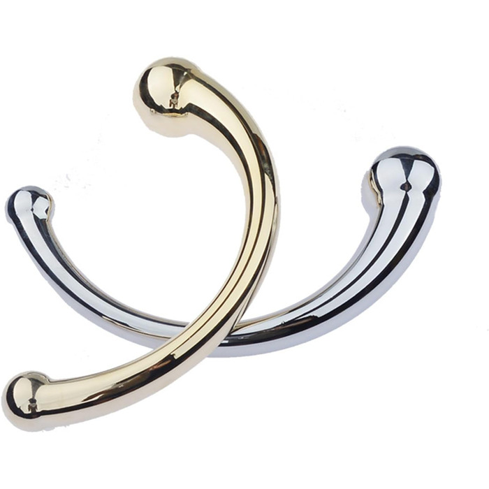 Анальний стимулятор Doppelkopf з подвійним наконеччям: стик, кульки, для чоловіків та жінок. Стимулятор G-точки, вагінальний/анальний дилататор, метал, золото, L, преміум якість