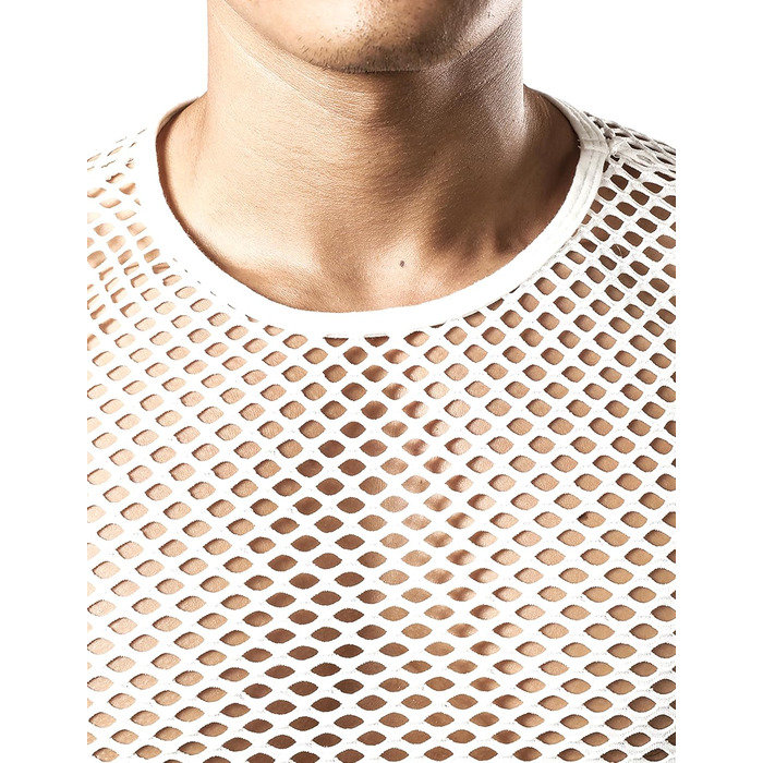 Чоловіча футболка JOGAL з мереживом, прозора, короткий рукав, білий колір