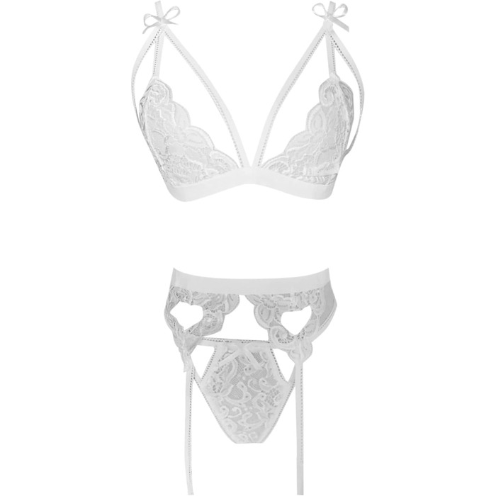 Жіночий комплект спідньої білизни з корсетом, стрінгами, високою талією, бюстгальтером push-up та мереживом. Ідеальний для свята Валентина. Білий, розмір XXL