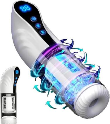 Масажер для чоловіків 2-в-1 з помпою для збільшення, 9 режимів, LCD-дисплей, автоматичний