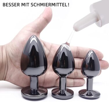 Набір анальних пробок 3 шт. з металу, темно-сірий/чорний ганметалл, великий, середній, малий. Підходить для початківців, жінок, чоловіків, пар. Іграшки для дорослих.