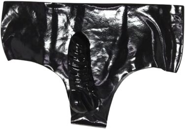 Латексні труси ALMYMM для чоловіків з захистом для статевого члена, облягаючі, екзотичні шорти, BDSM спідня білизна, фетиш, косплей, чорний, універсальний розмір XL