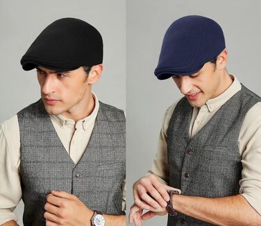 Набір з 2 чоловічих кепок-восьмиклинки в стилі Гетсбі (Newsboy Cap), класичний берет Ivy Irish (чорний та темно-синій)