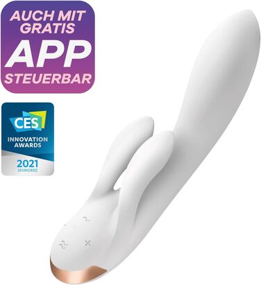 Вібратор Satisfyer Double Flex Connect з Bluetooth-додаток | Інтимні іграшки для жінок | Водонепроникний (IPX7) | Силікон преміум-якість | Заряджається | Один розмір (білий)