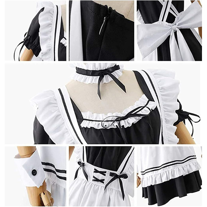 Костюм горничної в стилі аніме, чорний, XL. Комплект для косплею та Хелловін