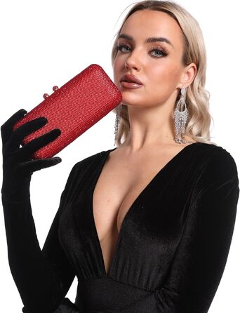 Жіночий вечірній клатч Boutique De FGG з кристалами та стразами для весіль та вечірок, міні-сумка (Червоний)