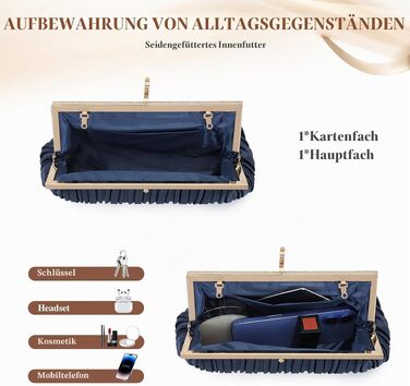 Жіночий вечірній клатч BAIGIO — eleganтна сумка для весілля, коктейльних вечірок та урочистих заходів, синій (#01-blau)
