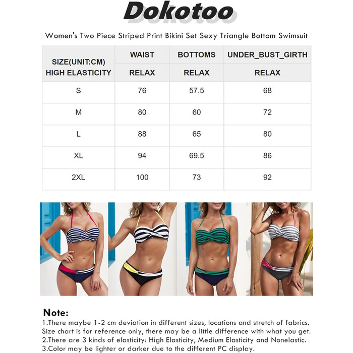Бікіні Dokotoo Bandeau Push Up: роздільний купальник, комплект S-2XL (Чорний)