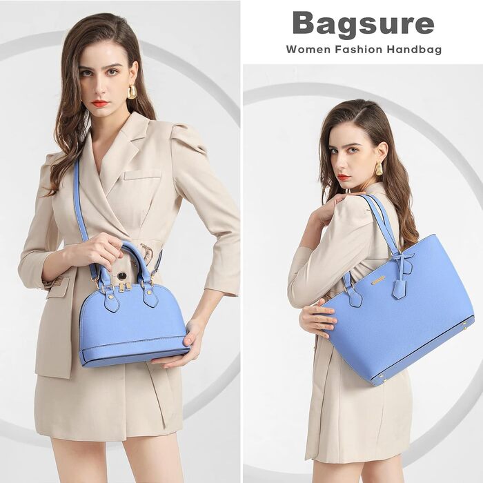 Жіночий набір сумок Bagsure (4 предмети): елегантна сумка на плече, велика сумка-тоут з блискавкою для офісу, навчання та подорожей, синя