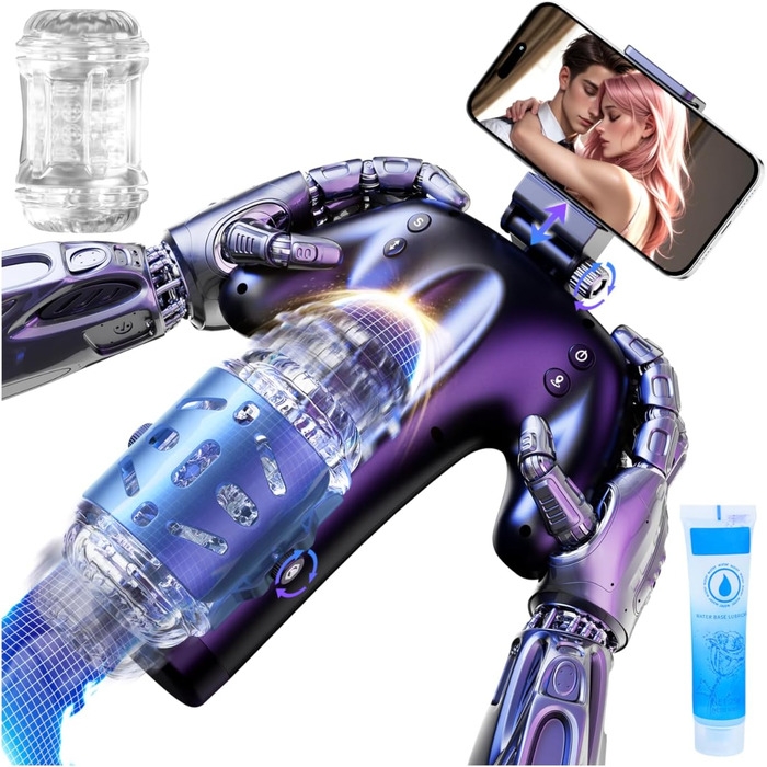 Електричний мастурбатор для чоловіків з тримачем для телефону та двосторонніми кнопками, 5 режимів, 1-10 см хід, мастурбатор для чоловіків