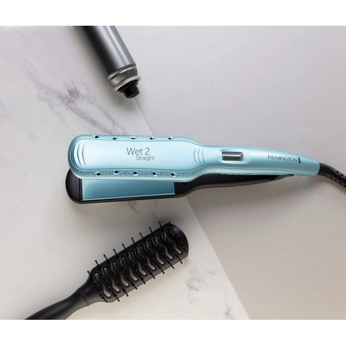 Випрямляч для волосся Remington Wet2Straight S7350 для вологого та сухого волосся, широкі пластини, LCD-дисплей, 140-230°C, бірюзовий