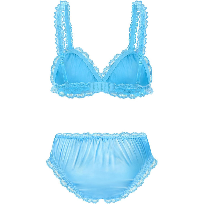 Набір спідньої білизни LittleForBig Sissy з мереживом та рюшами, блакитний, 4XL
