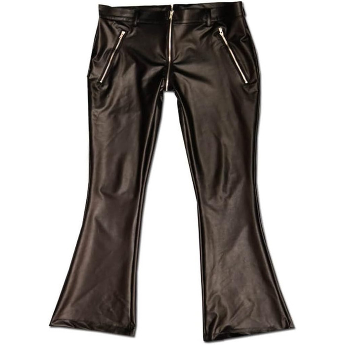 Чоловічі легінси WEGUKRI з екошкіри та PU-шкіри, вільні штанини, сексуальні легінси, блискавка U-подібної форми, відкритий прохід, облягаючі штани L чорного кольору