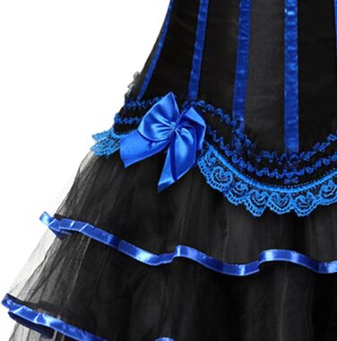 Жіноче корсетне бюстгальтер з мережива, повномірний, з кісточками, вінтажний корсет, корсаж, костюм на Хелловін, блакитний (M)