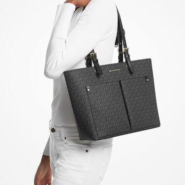Жіноча сумка-сатчел Michael Kors Double Pocket Satch з логотипом (Black Sig)