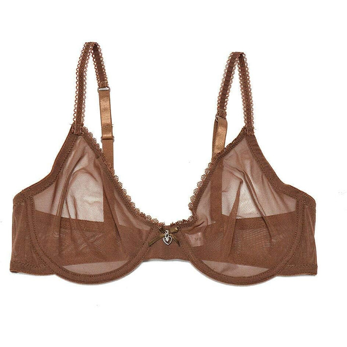 Комплект бюстгальтер та труси Sheer See Through з мереживом та тонкої сітки для жінок, великі розміри, 75E