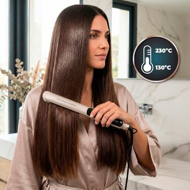 Вузький випрямляч для волосся Cecotec Lisse NanoSilk Essence Champagne, 130-230°C, функція швидкого нагрівання HeatMax, компактний дизайн
