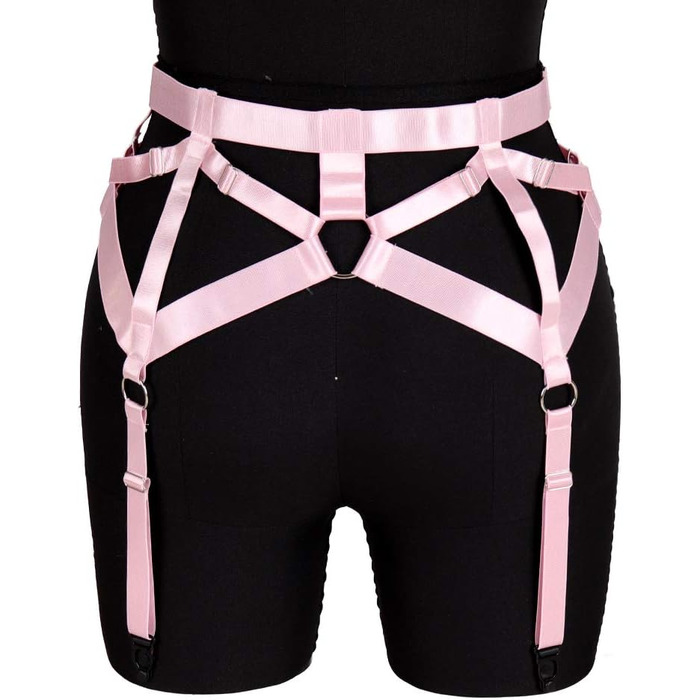 Жіночий пояс-петля з 4 кліпсами, пояс-стрінг, шкарпетки в стилі Харадзюку, універсальний розмір, рожевий