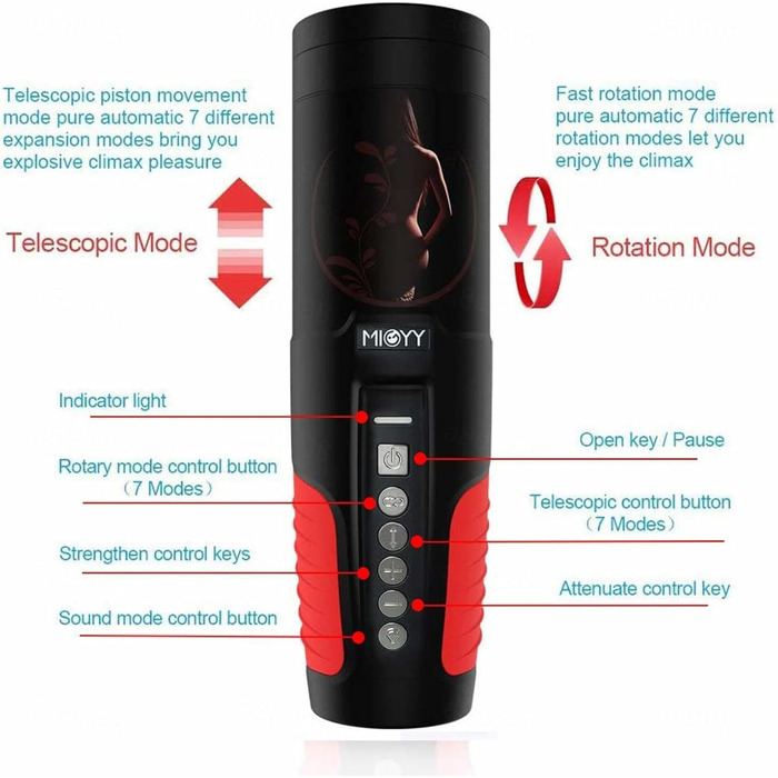 Автоматичний електричний мастурбатор-чаша з 7 телескопічними функціями та режимами обертання. Іграшка для чоловіків