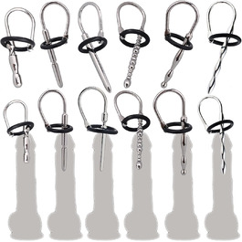 Набір з 6 шт. сталевих дилататорів для чоловіків (25 мм, 30 мм) з кільцем, для простати, мастурбації, срібло