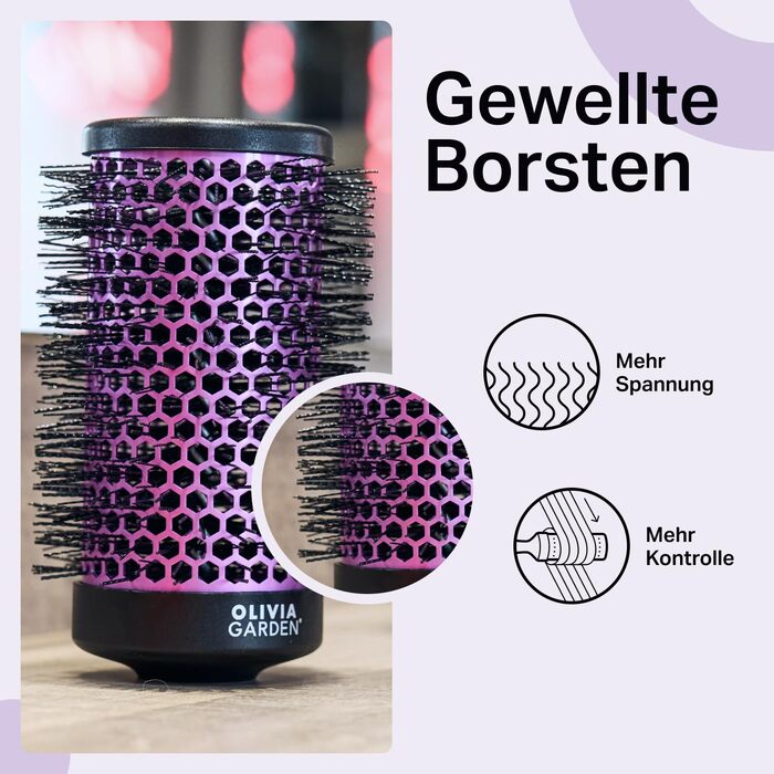 Набір багатофункціональних брашинг-щіток для волосся Olivia Garden Multibrush Curlers Kit (4 насадки та ручка), для створення локонів та об'єму, 55 мм