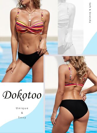 Бікіні Dokotoo Push Up, Комплект з перехресними бретелями, Купальник жіночий, Розміри S-XXL, Багатокольоровий