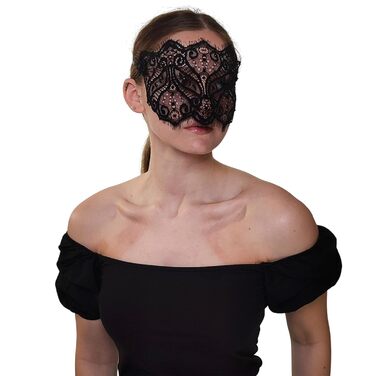 Чорна мереживна маска для жінок з кристалами - елегантна венеціанська маска для маскараду, готичної вечірки, косплею, карнавалу та особливих подій - ручна робота (чорний)