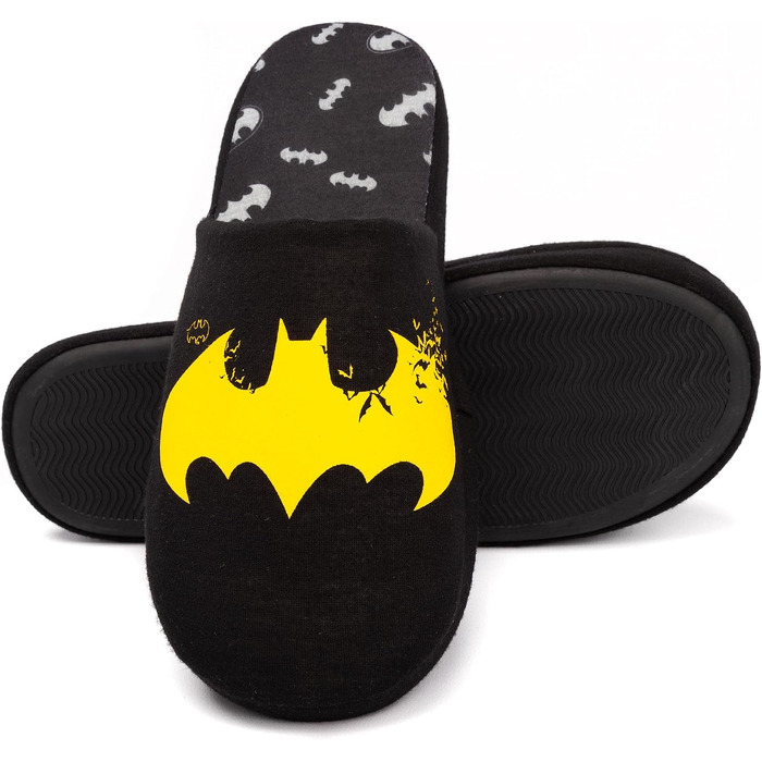 Чоловічі домашні капці DC Comics Batman Dark Knight з жовтим логотипом, чорні, розмір 45/46 EU