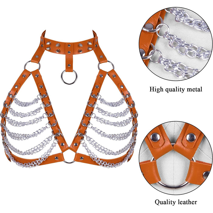 PETMHS Корсет з шкіри для жінок, повне покриття, готичний стиль, помаранчевий колір