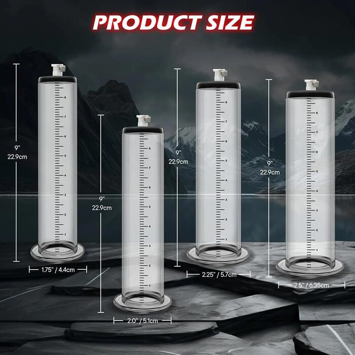 Набір пеніс-помп Kuaecr з 4 розмірів з силіконовим з'єднувачем, ручна вакуумна помпа для чоловіків, збільшення статевого члена, покращення ерекції, допомога при імпотенції