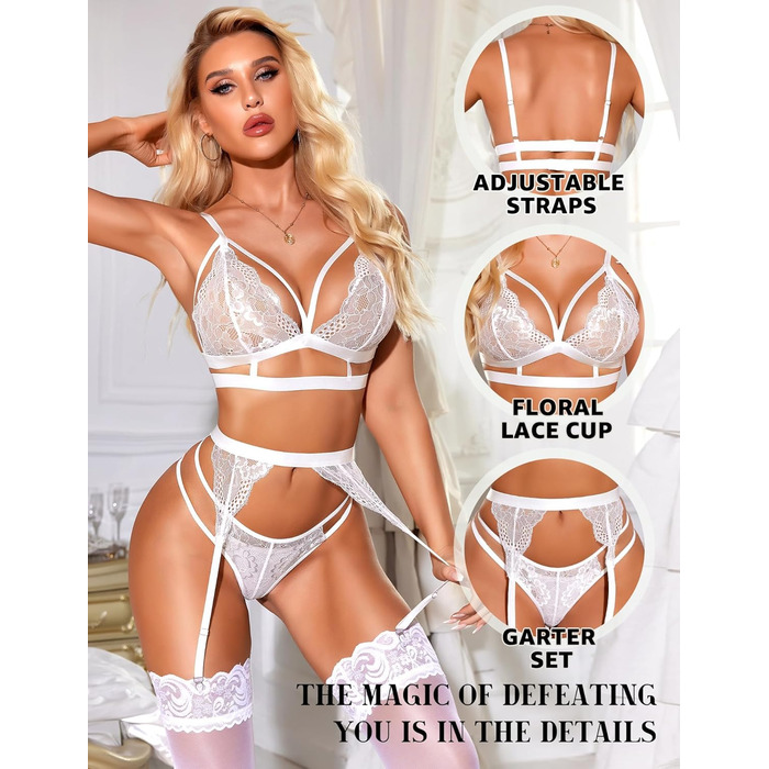 RLOVE жіночий боді з плюшу, babydoll з корсетним поясом, сексуальний бюстгальтер та висока талія, чорний, червоний (S, білий)