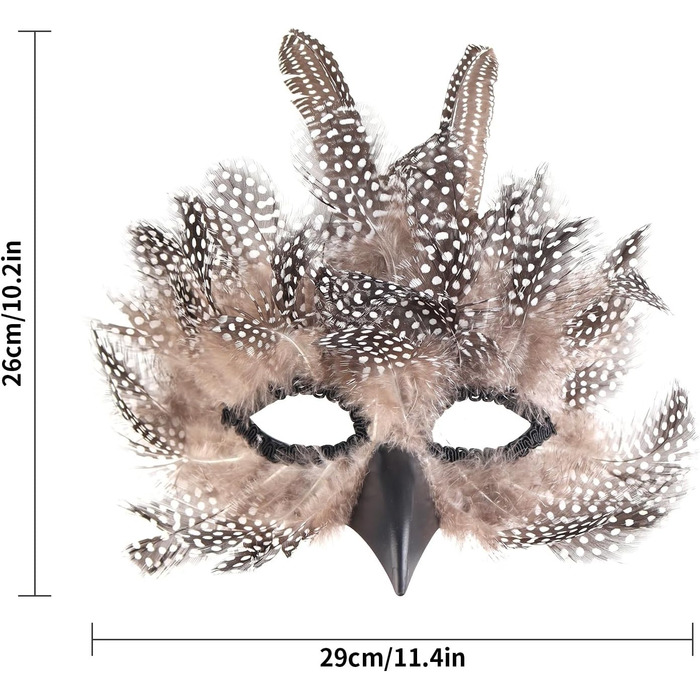 Венеціанська маска для жінок та чоловіків, маска для маскараду, маска з пір'ям, маска ворон для карнавалу, Фашинг, Хелловін, косплей, аксесуари до костюма (коричнева)