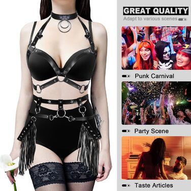 Жіночий корсет-нагрудник у стилі панк з ремінним поясом. Аксесуар для вечірок, танців, готичного стилю. Чорний колір.