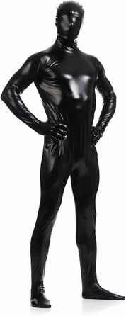 Чоловічий лаковий комбінезон з екошкіри: стильний образ для карнавалу, косплею та вечірок | Чорний