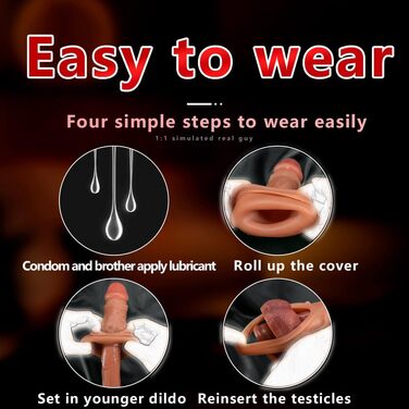 Реалістична вібруюча подовжувач для пеніса з кільцем для яєчок, 10 режимів вібрації, для подовження та затримки еякуляції, секс-іграшка для чоловіків